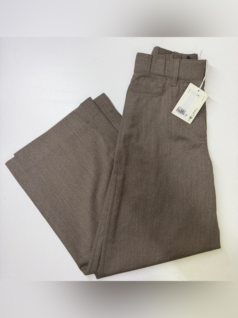 COS Women’s Size 4 Brown Wool Blend Wide Leg Trousers NWT Tailored Pants $169